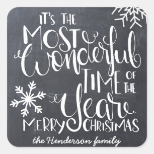 Sticker Carré Chalkboard Snowflake Merveilleux Joyeux Noël
