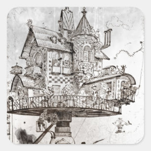 Sticker Carré Chambre aérienne Maison Tournante