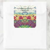 Sticker Carré Chameaux de Noël en verre tendu (Sac)