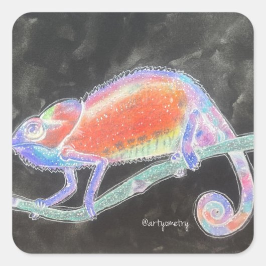 Sticker Carré Chameleon Inverse (Devant)