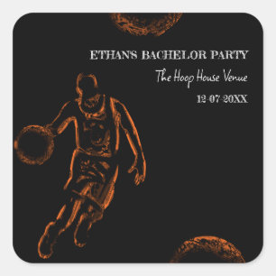 Sticker Carré Champ de basket-ball Bachelor Anniversaire