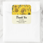 Sticker Carré Champ jaune de tournesols Merci photo (Sac)