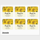 Sticker Carré Champ jaune de tournesols Merci photo (Feuille)