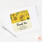 Sticker Carré Champ jaune de tournesols Merci photo (Enveloppe)