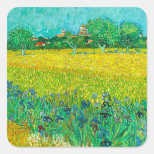 Sticker Carré Champ Van Gogh avec Irises près d'Arles