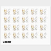 Sticker Carré Champagne Let's Toast Winter Engagement Thank You (Feuille)