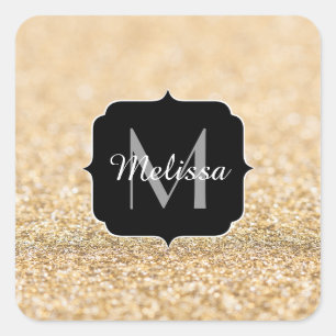 Sticker Carré Champagne or fausse parties scintillant scintille 