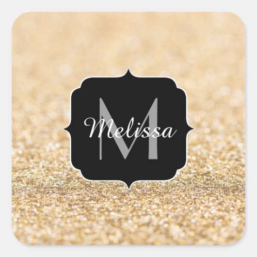 Sticker Carré Champagne or fausse parties scintillant scintille  (Devant)