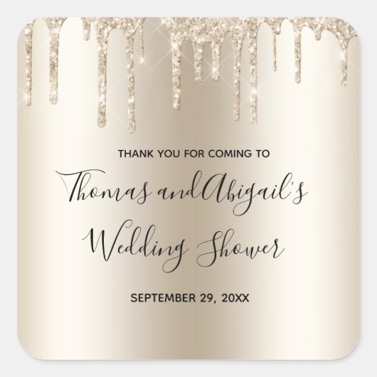 Sticker Carré Champagne Parties scintillant Drift Wedding shower (Devant)