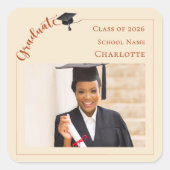 Sticker Carré Champagne photo She did it Graduate  (Devant)
