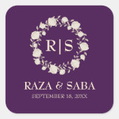 Sticker Carré Champagne Royal Plum Wedding (Devant)