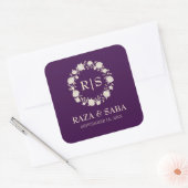 Sticker Carré Champagne Royal Plum Wedding (Enveloppe)