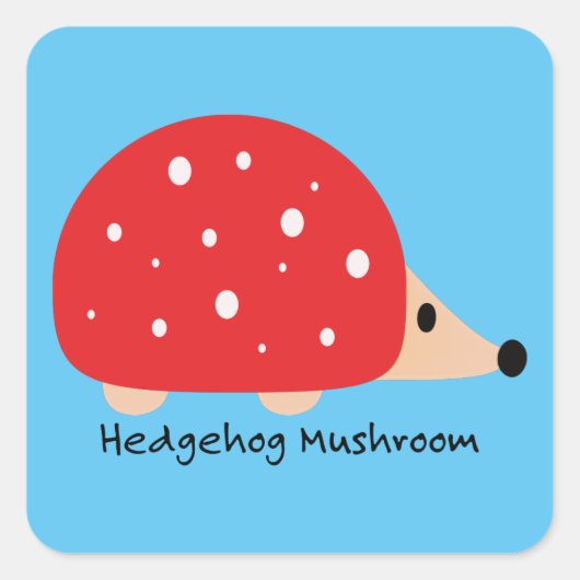 Sticker Carré Champignon de Hérisson mignon et drôle (Devant)