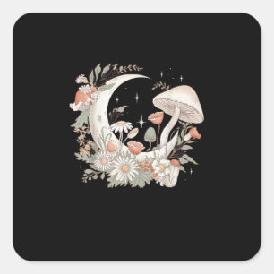 Sticker Carré Champignon esthétique Lune Goblincore et Cottageco