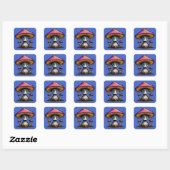 Sticker Carré Champignon teinté bleu (Feuille)