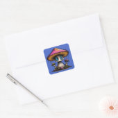 Sticker Carré Champignon teinté bleu (Enveloppe)