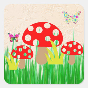 Sticker Carré Champignons