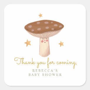 Sticker Carré Champignons des bois Balises cadeaux d'anniversair