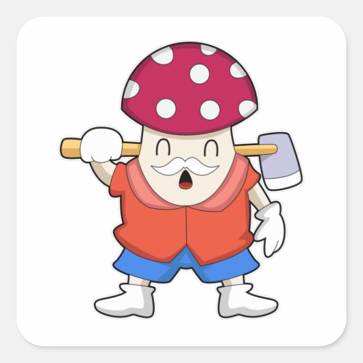 Sticker Carré Champignons en tant qu'agriculteur avec l'Ax (Devant)
