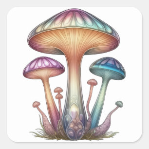 Sticker Carré Champignons en verre délicat