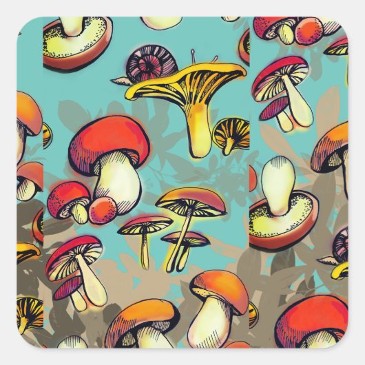 Sticker Carré Champignons sauvages (Devant)