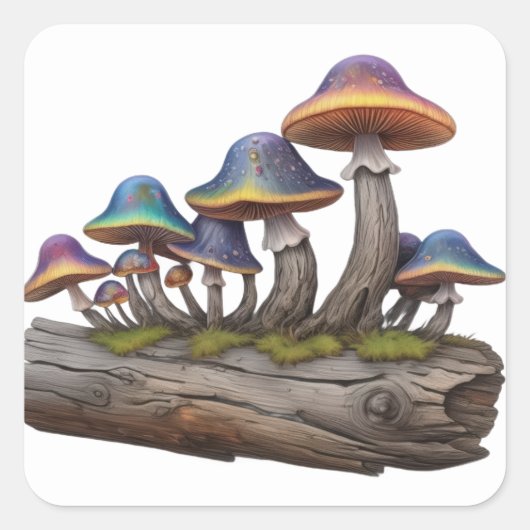 Sticker Carré Champignons sur bâton (Devant)