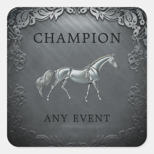 Sticker Carré Champion N'Importe Quel Événement Cheval Accomplis (Devant)