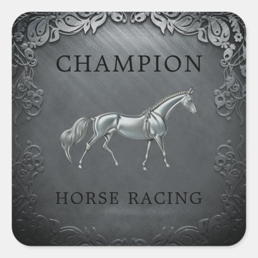 Sticker Carré Championnat du monde de course à cheval sur plaque (Devant)
