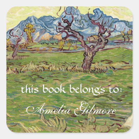 Sticker Carré Champs à proximité des Alpilles Vincent van Gogh (Devant)