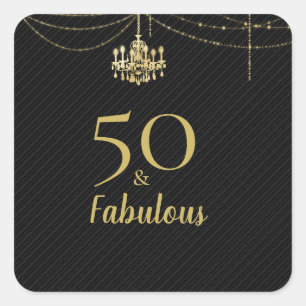 Sticker Carré Chandelier élégant or noir 50 & Fabuleux