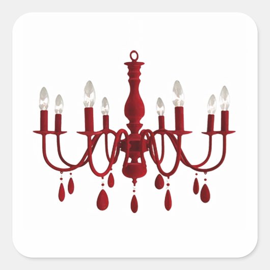 Sticker Carré Chandelier rouge ~ (Devant)