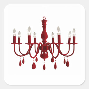 Sticker Carré Chandelier rouge ~