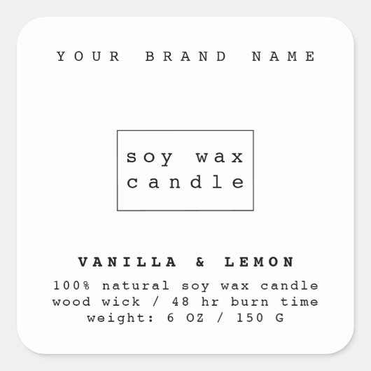 Sticker Carré Chandelle d'emballage cosmétique blanche moderne (Devant)