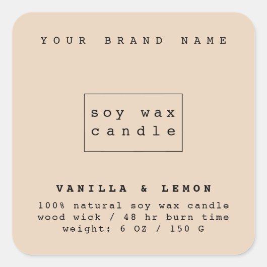 Sticker Carré Chandelle d'emballage moderne en bronze de sable (Devant)