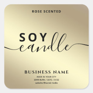 Sticker Carré Chandelle en soja de script or moderne Luxury