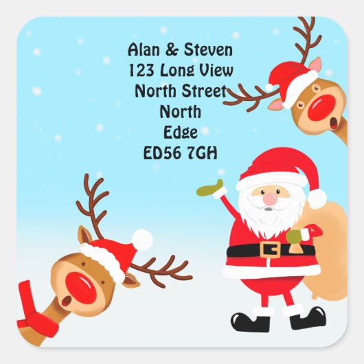 Sticker Carré Changement d'adresse noël (Devant)