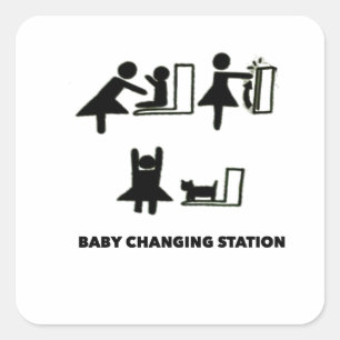 Sticker Carré Changer de bébé T-shirt Classic Round Stick