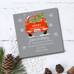 Sticker Carré Changer d'étiquette d'adresse Voiture de Noël ave