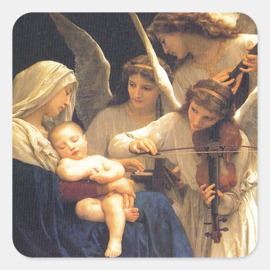 Sticker Carré Chanson des Anges, William-Adolphe Bouguereau (Devant)