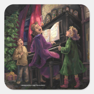 Sticker Carré Chant de Noël le long