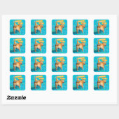 Sticker Carré Chapeau d'anniversaire Corgi Butt (Feuille)