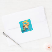 Sticker Carré Chapeau d'anniversaire Corgi Butt (Enveloppe)