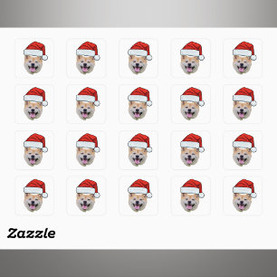 Sticker Carré Chapeau de Noël de Santa avec visage de chien pers