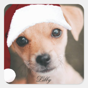 Sticker Carré Chapeau de Père Noël photo personnalisée sur mesur
