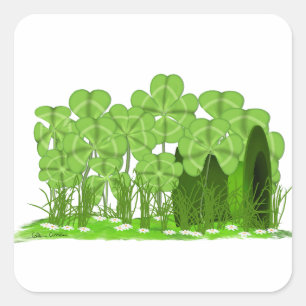 Sticker Carré Chapeau haut de forme de Leprechaun allongé dans u