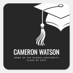 Sticker Carré Chapeau minimaliste moderne et remise des diplômes