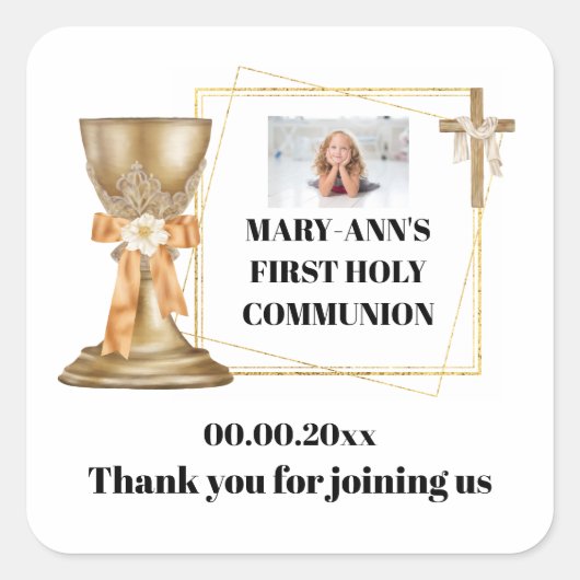 Sticker Carré Chapelle d'or chalice croix or cadre catholique (Devant)