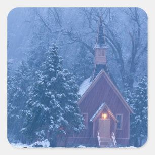 Sticker Carré Chapelle historique de la vallée de Yosemite pend