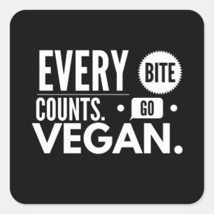 Sticker Carré Chaque Bite Compte Végan