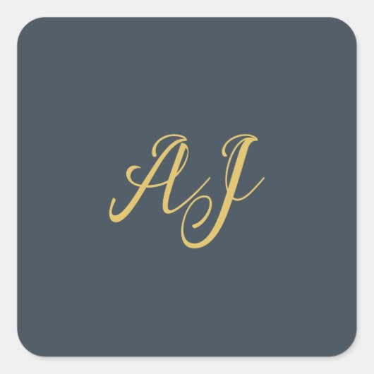 Sticker Carré Charcoal Gold Color Monogram Professional Initial (Devant)
